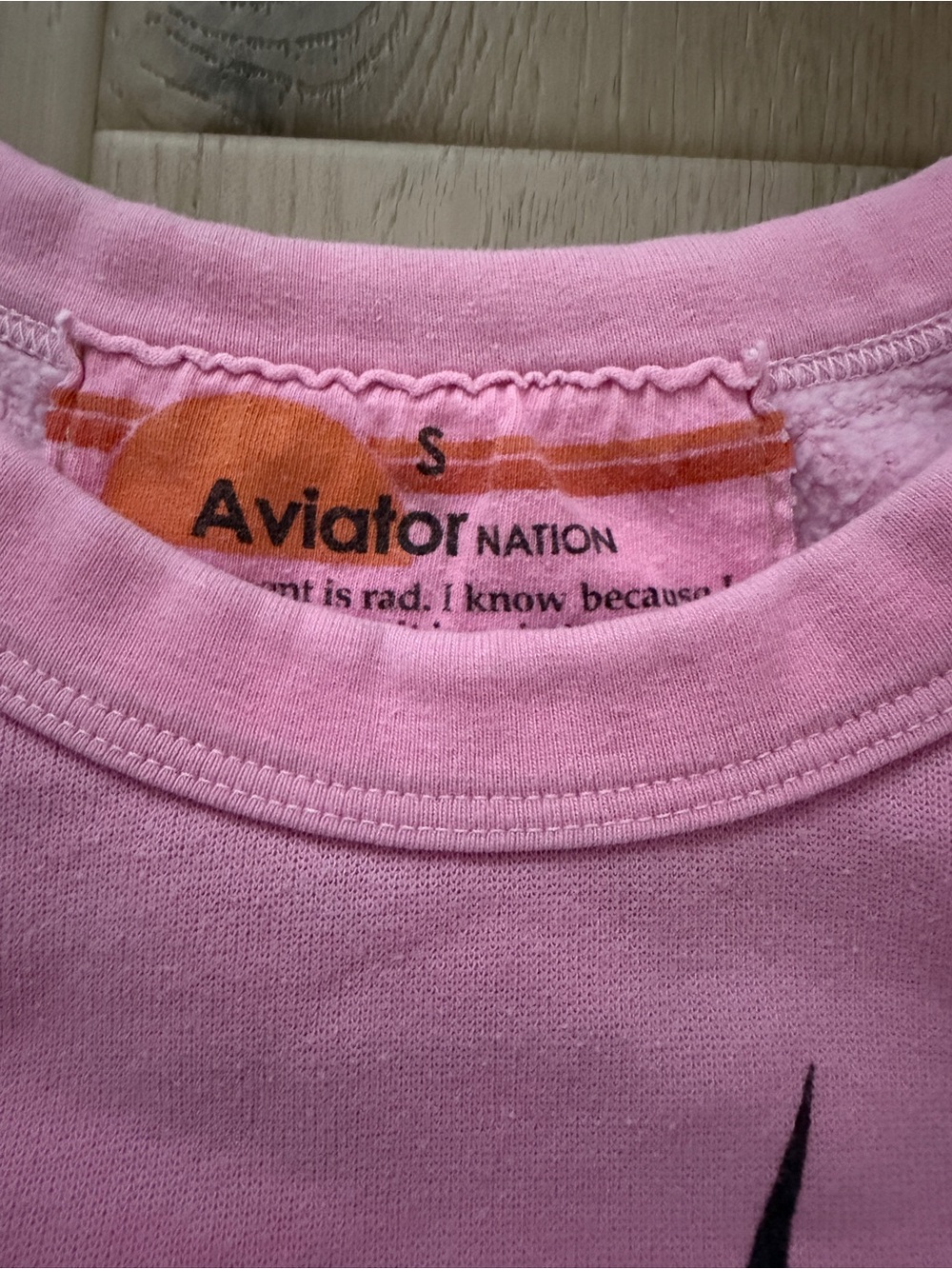Aviator Nation Pink Crewneck with Black lightening bolt - Picture 2 of 2